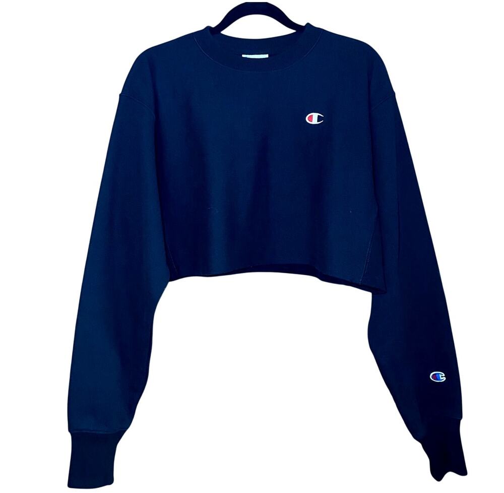 1990's - Vintage Champion Reverse Weave - Cropped Black Sweatshirt